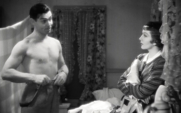 it-happened-one-night-1934-movie-peter-warne-ellie-andrews-in-hotel-shirtless-clark-gable-claudette-colbert-academy-award-review
